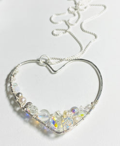 Crystal Heart Necklace /Sterling Silver and Gemstone Necklace