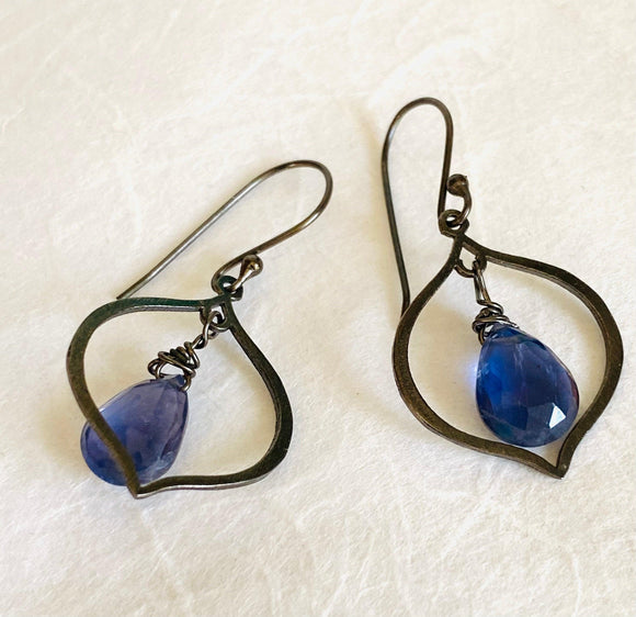 Iolite Drop Silver Earrings - Janine Design