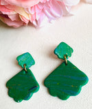 Spring Green Earrings/ Green Clay Earrings, Statement Earrings - Janine Design