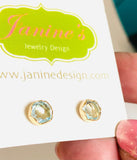 High End Aquamarine Stud, Gold and Aquamarine Stud Earrings, Aquamarine Gold Stud Earrings - Janine Design