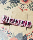 One Tiny Genuine Gemstone Barrette, Hair Clip, Woven Hair Clip - Janine Design