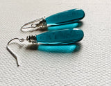 Quartz Gummy Drop Earrings/Ocean Blue Drop Earrings/wire Wrapped earrings