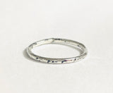 Silver Band, Hammered Silver Band Ring, Silver Texture Ring, Silver Ring - Janine Design