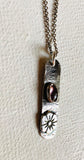 Tourmaline Flower Tag Necklace, Silver Flower , Silver Necklace, Gemstone Tag Necklace - Janine Design