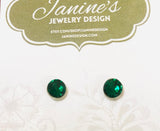Green, Crystal Studs/Resin Studs/Hypoallergenic Studs