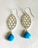 Turquoise Scale Marquise Earrings - Janine Design