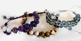 Gemstone Beaded Bracelet, Nylon Bracelet, Adjustable Bracelet