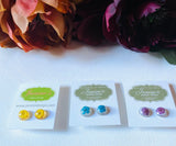 Pressed Flower Earrings/ Flower Studs/Resin Drop Studs - Janine Design