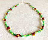 Beaded Anklet/Flower Anklet- large anklet - Janine Design