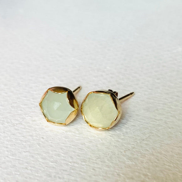 High End Aquamarine Stud, Gold and Aquamarine Stud Earrings, Aquamarine Gold Stud Earrings - Janine Design