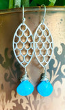 Turquoise Scale Marquise Earrings - Janine Design