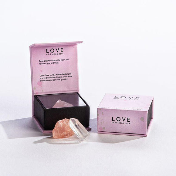 LOVE - Mini Stone Kit Rose Quartz and Clear Quartz, Gemstone kit