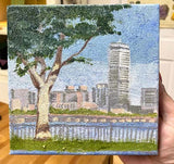 Painting on Canvas “Boston Square”, Painting of Boston, MA - Janine Design